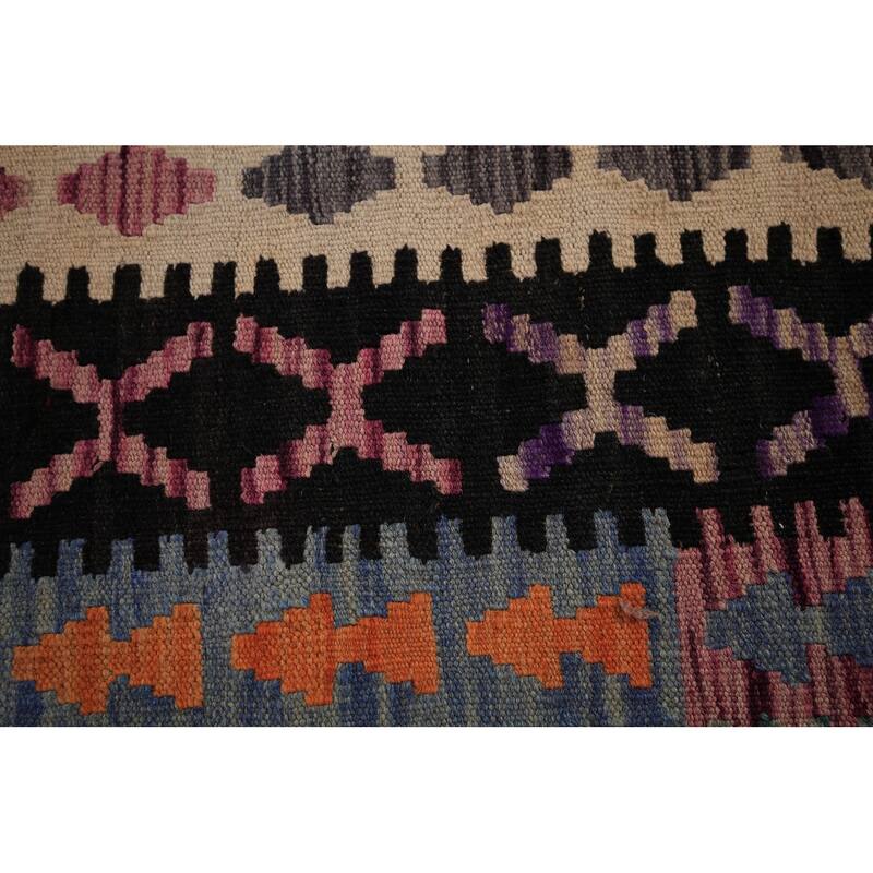 South Western Kilim Area Rug Hand-Woven Wool Carpet - 9'8" x 13'3"