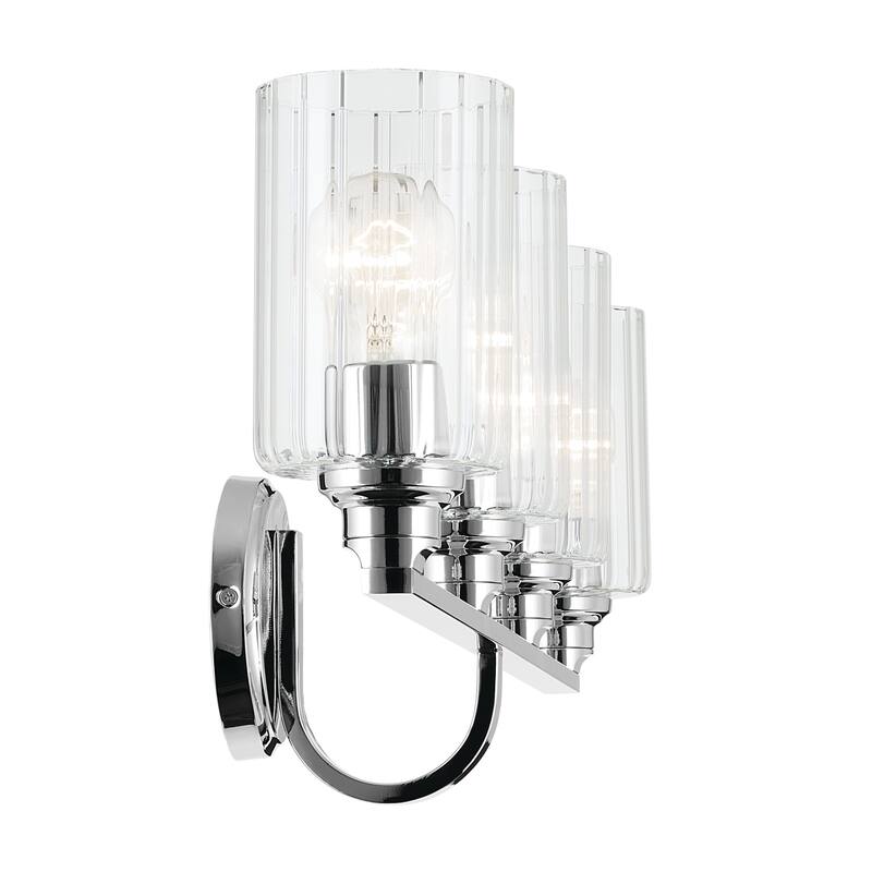Kichler Lighting Gioe 32.25" 4-Light Vanity Light with Clear Fluted Glass in Chrome