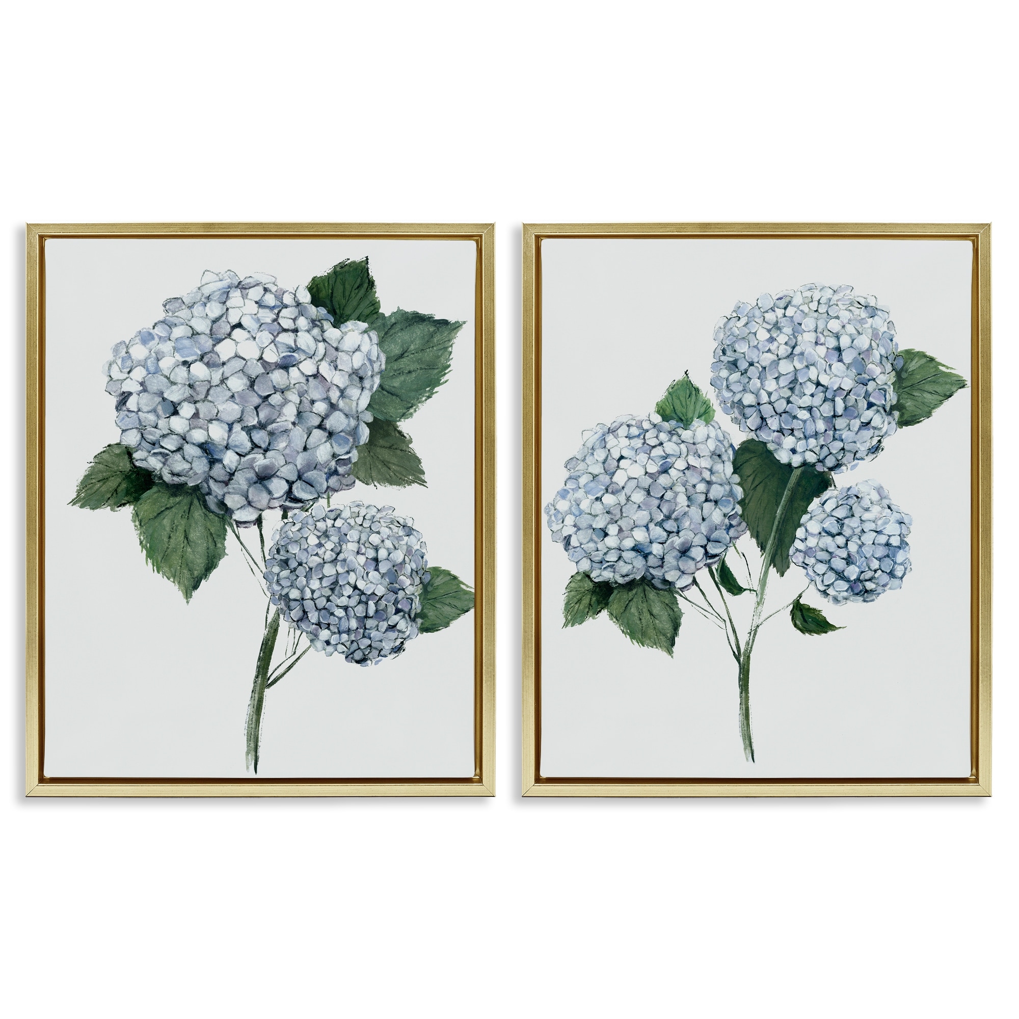 Stupell Branches of Country Hydrangea Framed Floater Canvas Wall Art Design By Hannah Dawson (Set of 2)