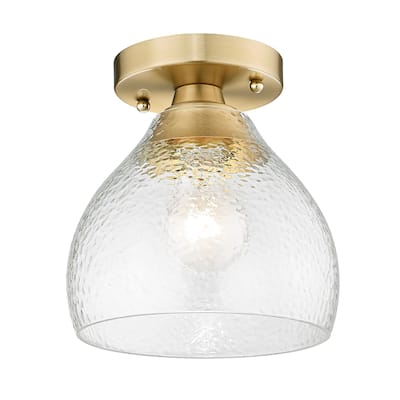 Ariella 7.375" Wide 1-Light Semi-Flush with Hammered Clear Glass