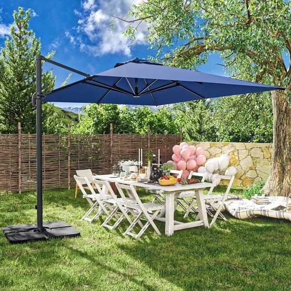 4 piece patio umbrella base Outsunny Freestanding Umbrella Base: Heavy-Duty, Adjustable for Water or Sand Filling, 132/176 lbs, Black
