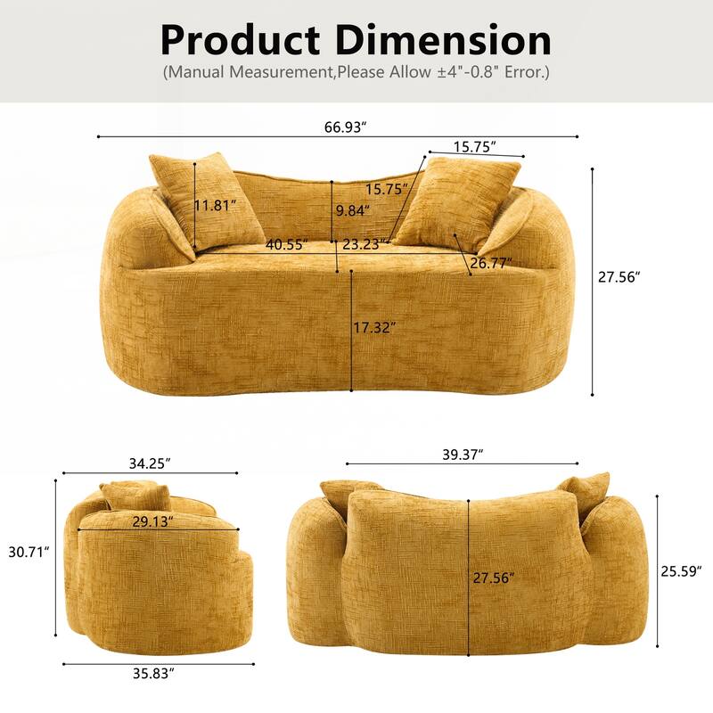 Compress Sofa. It Has Armrests on Both Sides, Comes with Two Pillows