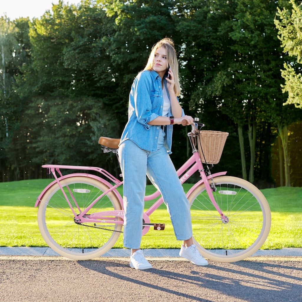 10+Years Old Light Pink Bike Road Bikes City Bikes Beach Bikes