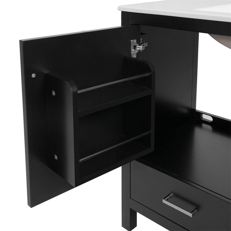36" Bathroom Vanity with Ceramic Sink,Soft-Close Doors,Storage Shelves