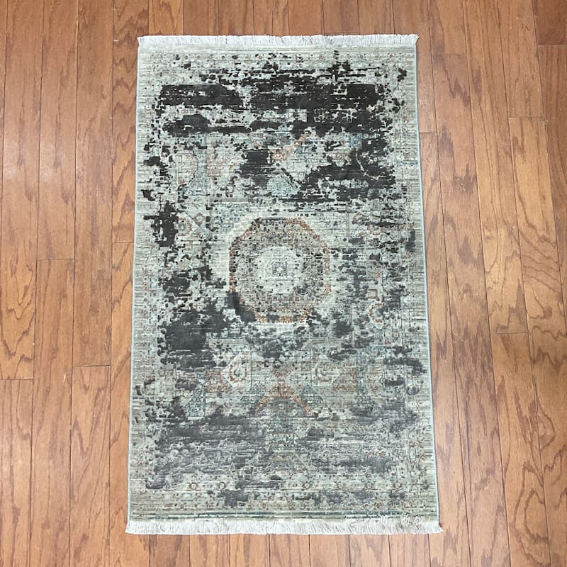 HERAT ORIENTAL Turkish Modern Erased Design Wool & Silk Rug - 2' x 2'11"