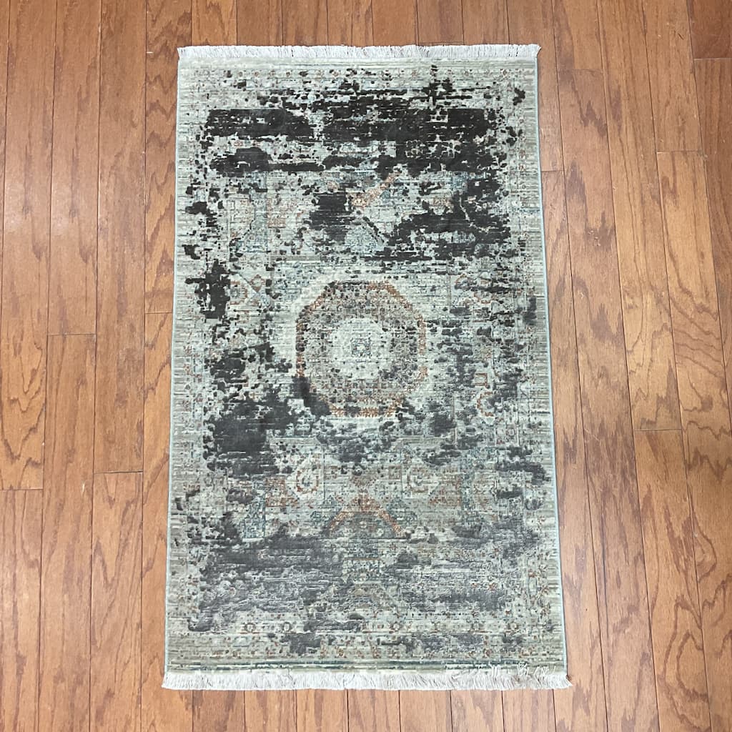 HERAT ORIENTAL Turkish Modern Erased Design Wool & Silk Rug - 2' x 2'11"