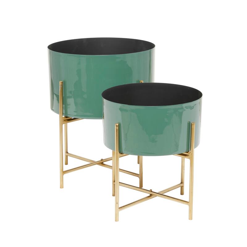 Iron Contemporary Planter (Set of 2) - S/2 12", 16"H