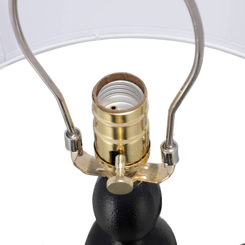 D15x29.5" Black and White Table Lamp with Round Four Tiered Body (Lamp Shade Assembly Required)