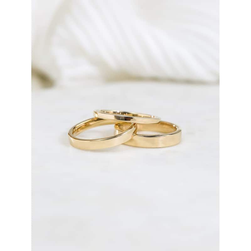 Kobelli 14k Solid Gold Plain 2mm Cigar Band Havana Ring
