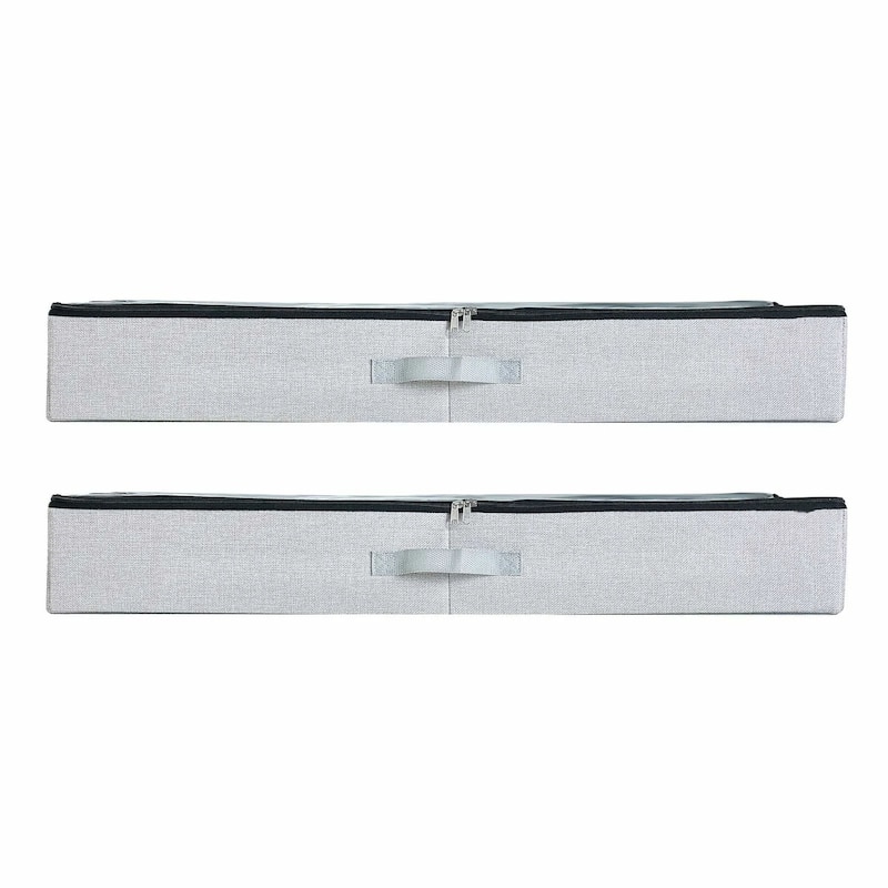 2-Pack Under Bed Storage Bins Foldable Linen Organizer with Double Zipper for Clothing or Shoes - 33.5” x 16.9” x 4.7”