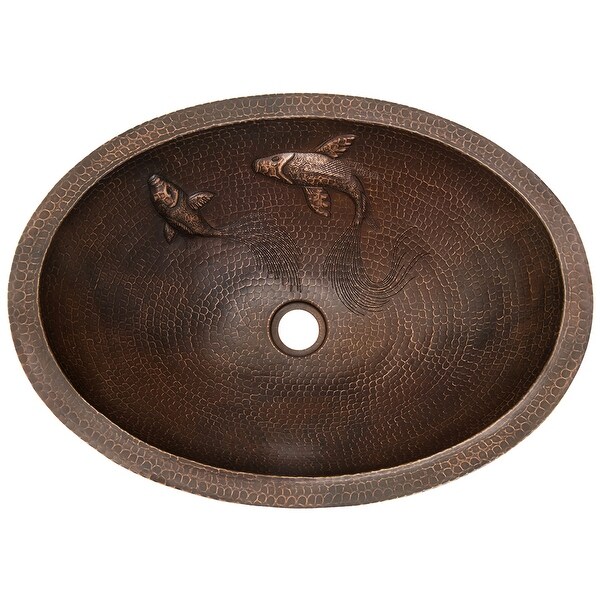 人気を誇る Oval Under Counter Hammered Copper Sink w/ Two Small Koi その他