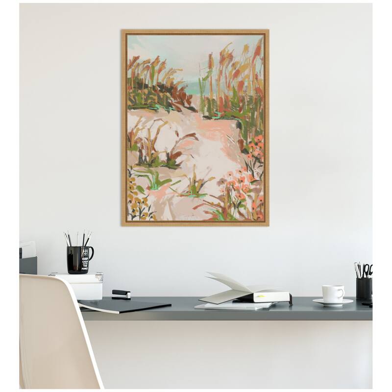 Kate and Laurel Sunrise Seascape by Annie Quigley Framed Canvas Wall Art Print