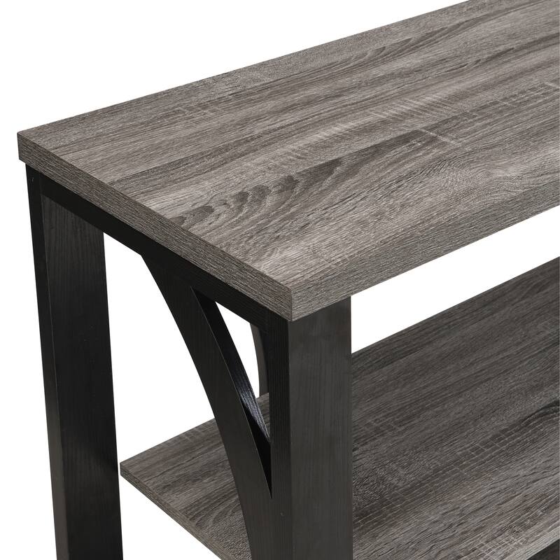 console table with open storage shelf