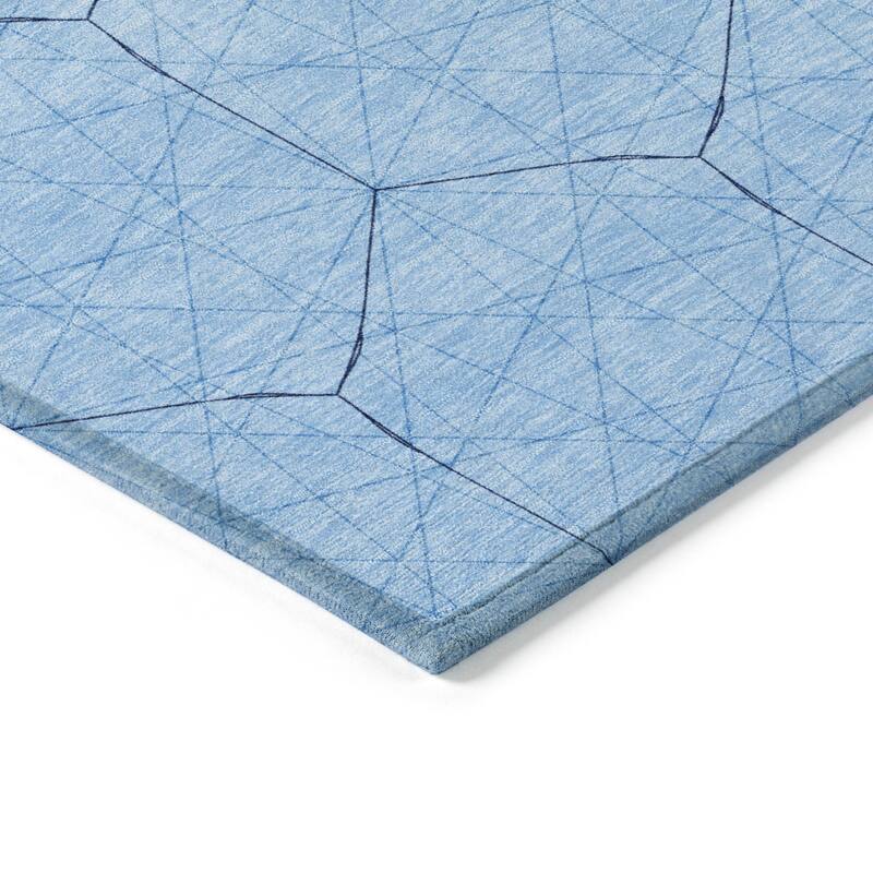 Machine Washable Indoor/ Outdoor Mosaic Geo Chantille Rug