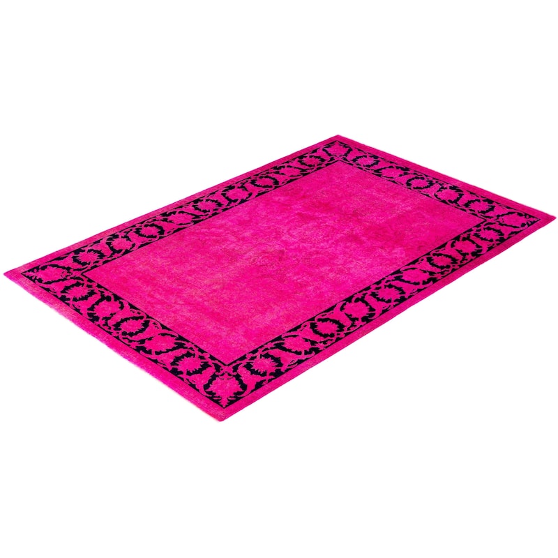 Overdyed One-of-a-Kind Hand-Knotted Area Rug - Pink - 4' 0" x 6' 1"