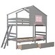 preview thumbnail 6 of 5, Twin over Twin Bunk Bed with 2 Drawers and Shelf, Window & Roof