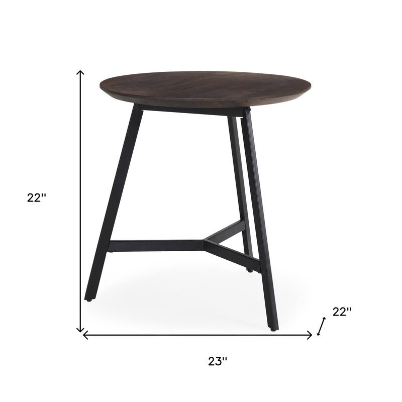 HomeRoots 23" Espresso and Black Solid Wood and Metal Tray Table - 23.00 in. x 22.00 in. x 22.00 in.