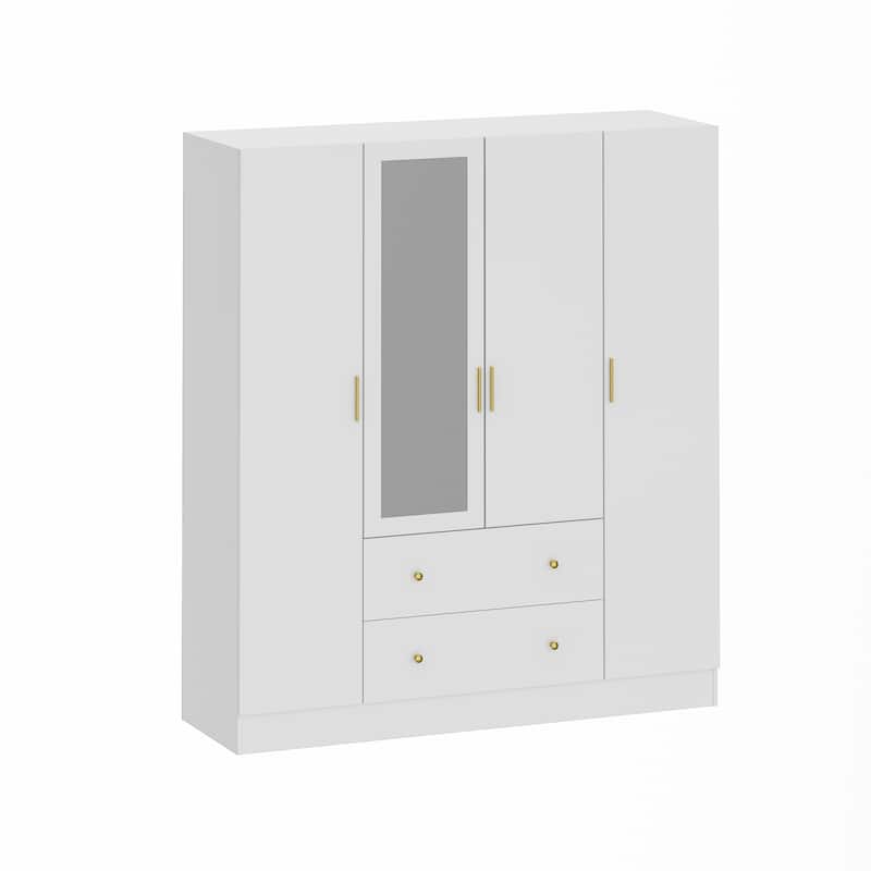 63"W Family Wardrobe/Armoire/Closet by Timechee with Mirror Doors