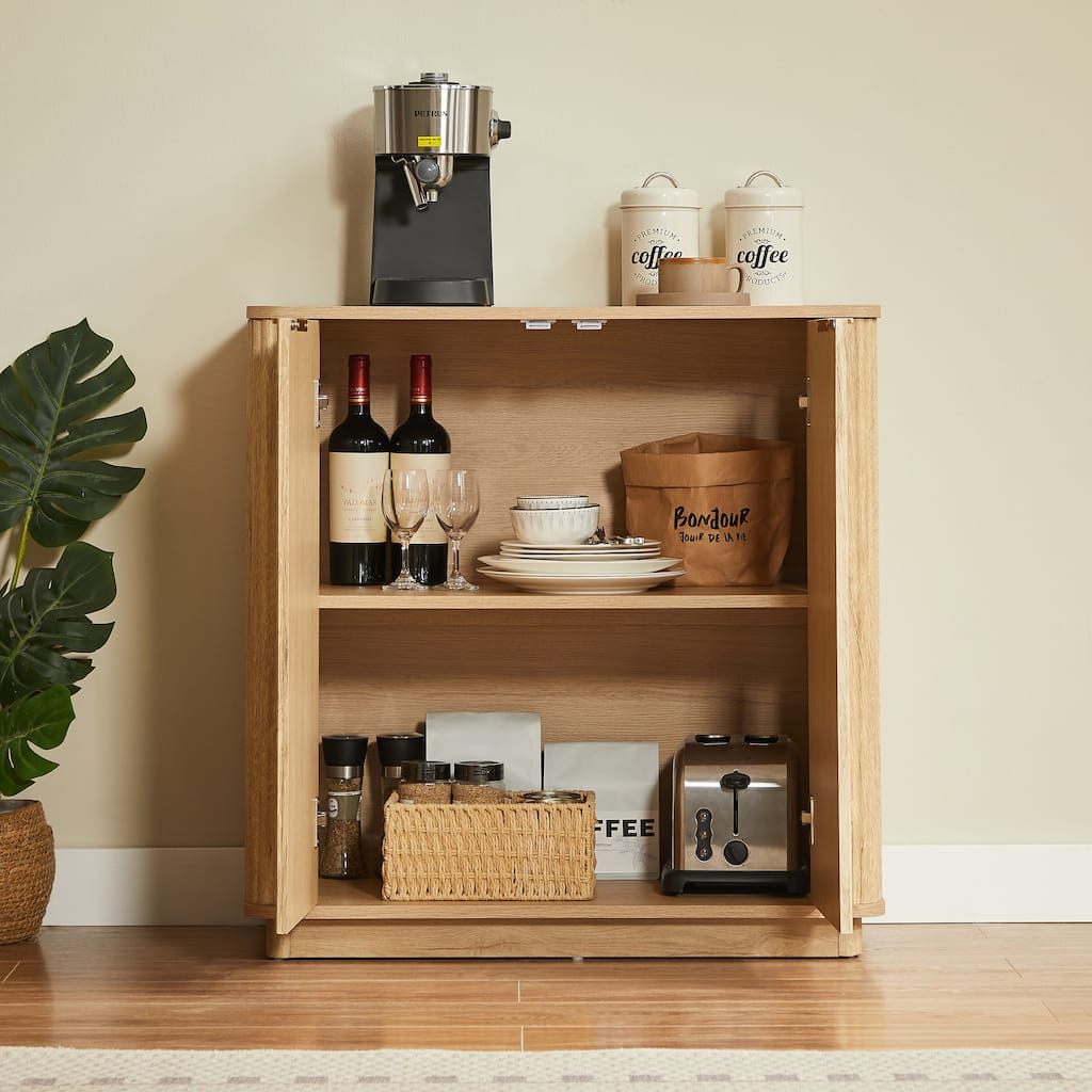 Oak Coffee Bar Cabinet Buffet Server Cabinet Hallway Cabinet, Minimalist Dining Cabinet Cupboard Credenza