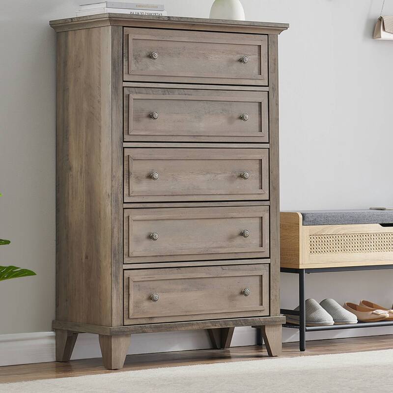 Rustic 5 Drawers Dresser for Bedroom, Entryway