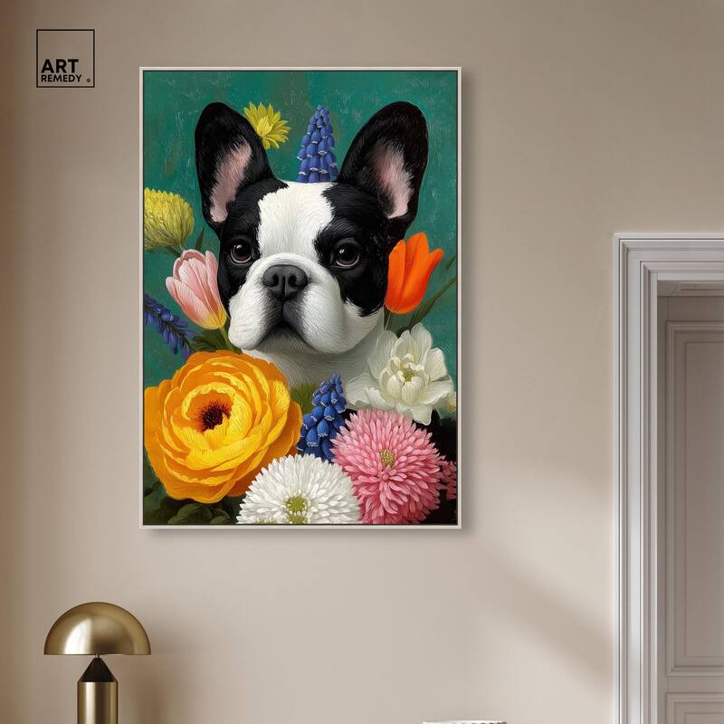 Secret Garden Frenchie Canvas by Art Remedy