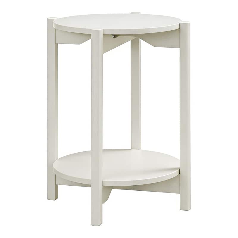 Furniture of America Rovion 2-Piece Round Wood Coffee Table Set with Open Bottom Shelf