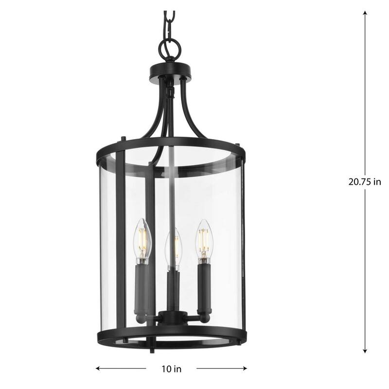 Gilliam Collection Three-Light Matte Black New Traditional Hall & Foyer - 10 in x 10 in x 20.75 in