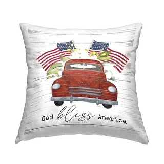 Stupell God Bless America Vintage Truck Printed Throw Pillow Design by Lettered and Lined