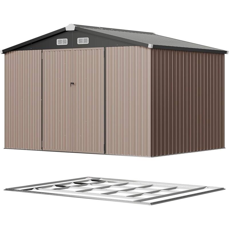Outdoor Metal Storage Shed With Subfloor Channels ,Lockable Door, Vents for Patio
