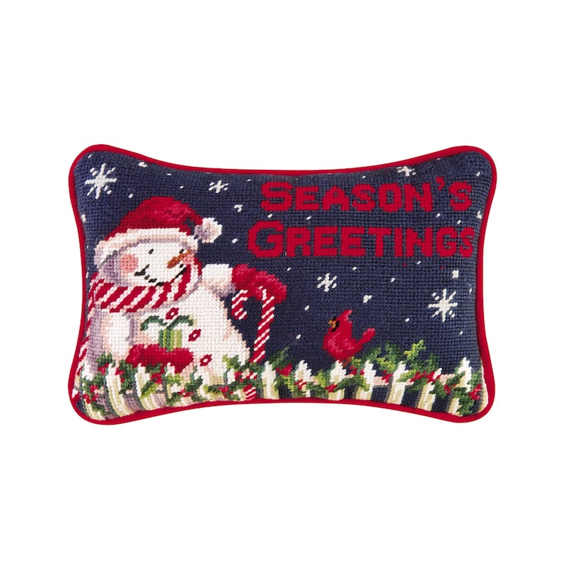 8" x 12" Season's Greeting Needlepoint Pillow