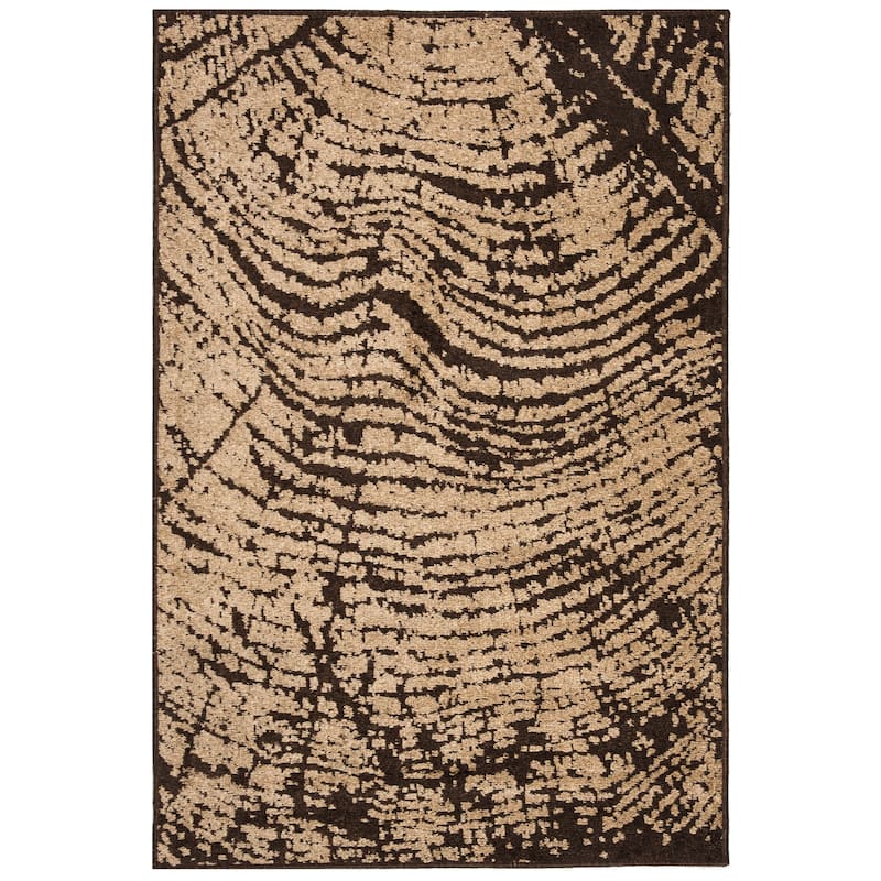 SAFAVIEH Kashmir Elyse Abstract Silky Polyester Rug - 4' x 6' - Brown/Beige