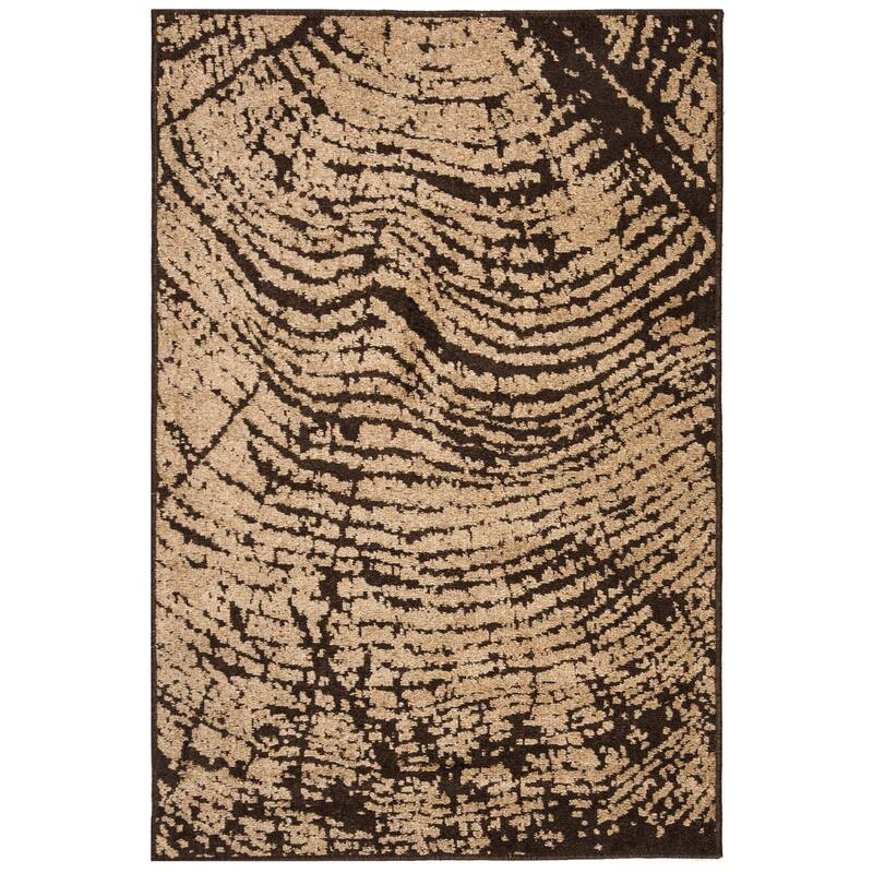 SAFAVIEH Kashmir Janiyah Abstract Silky Polyester Rug - 4' x 6' - Brown/Beige - Rectangle