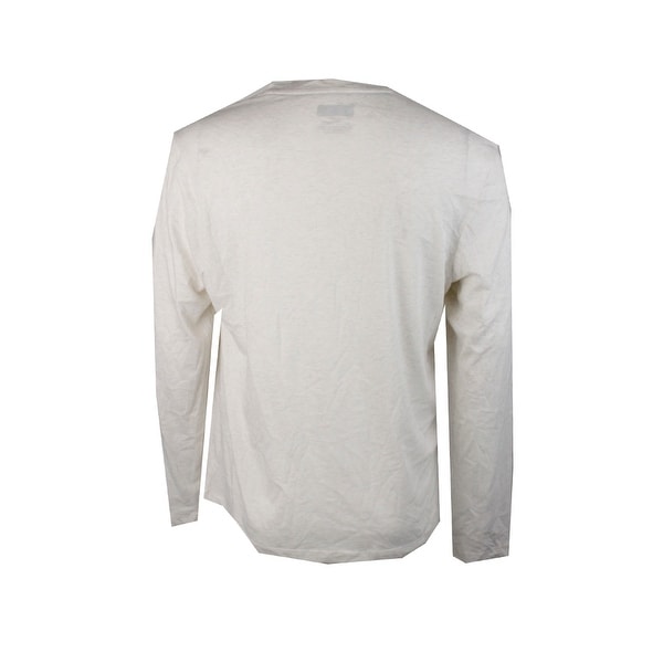 Alfani Men/'s Heather Long-Sleeve Split Crewneck T-Shirt