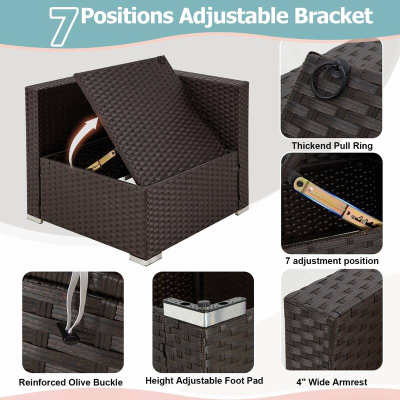 EROMMY 6/7 Piece Modular Outdoor Rattan Sofa Set, All-Weather Wicker Patio Furniture with Storage Table, Cushions & Pillows