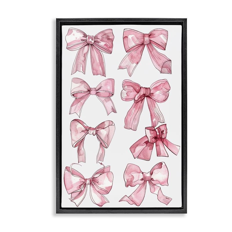 Stupell Various Ribbons in Pink Framed Floater Canvas Wall Art Design By LSR Design Studio - 21 x 31 - Black