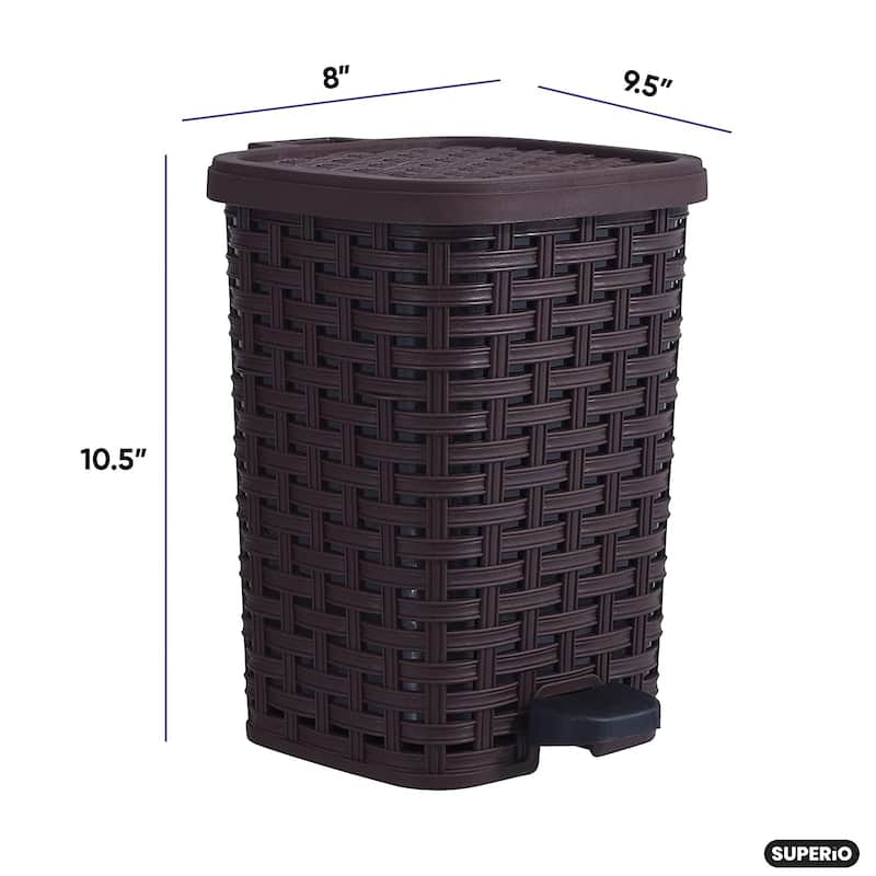 Superio Rattan Step On Trash Can with Removable Liner