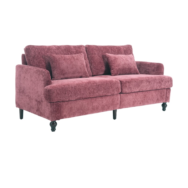 Chenille Fabric Loveseat Sofa, 2-Seater Sofa Couch with Extra Deep Seats, Upholstered Lounge Sofa with Wood Legs