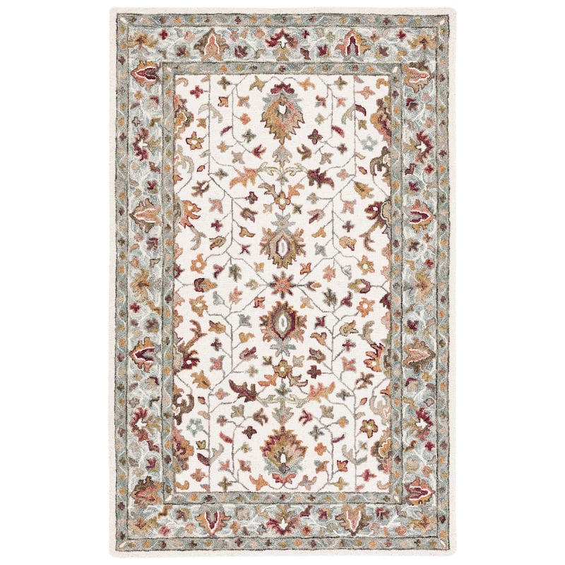 SAFAVIEH Handmade Aspen Kuna Boho Wool Rug - 5' Square - Ivory/Grey