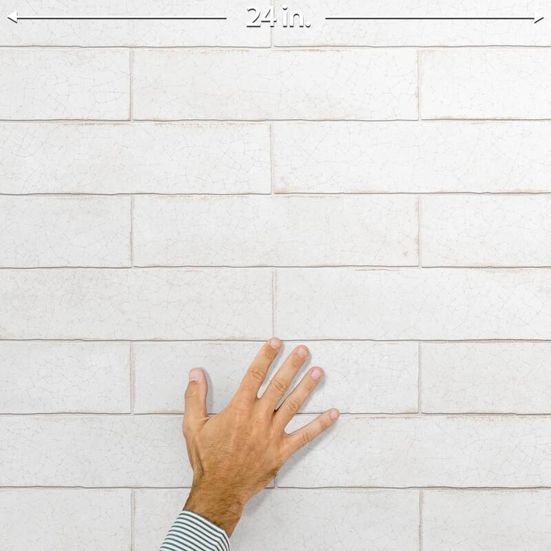 Merola Tile Crackle White 2-7/8" x 11-7/8" Ceramic Wall Tile