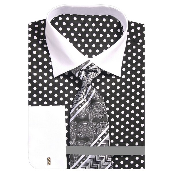 black and white polka dot dress shirt