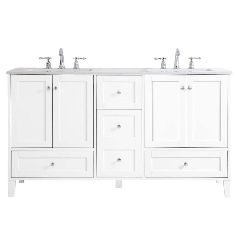 Elegant Lighting Sommerville 60" Free Standing Double Basin Vanity Set - White