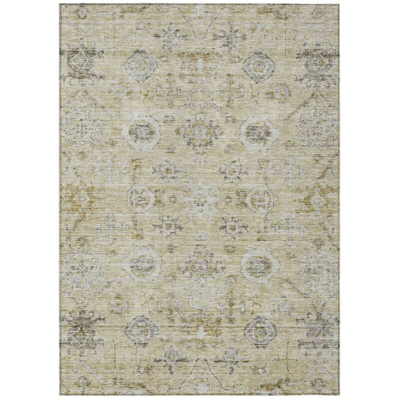 HomeRoots Damask Traditional Rectangle Outdoor Rug