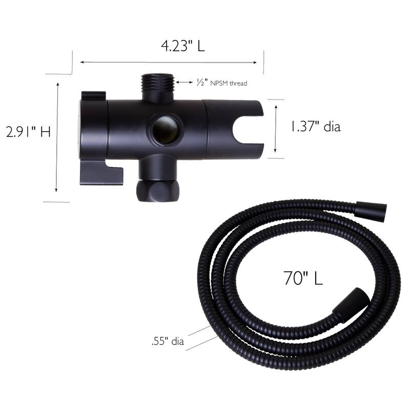 Design House 841536-MB 3-Way Shower Diverter and 70-Inch Hose for Handheld Showerhead