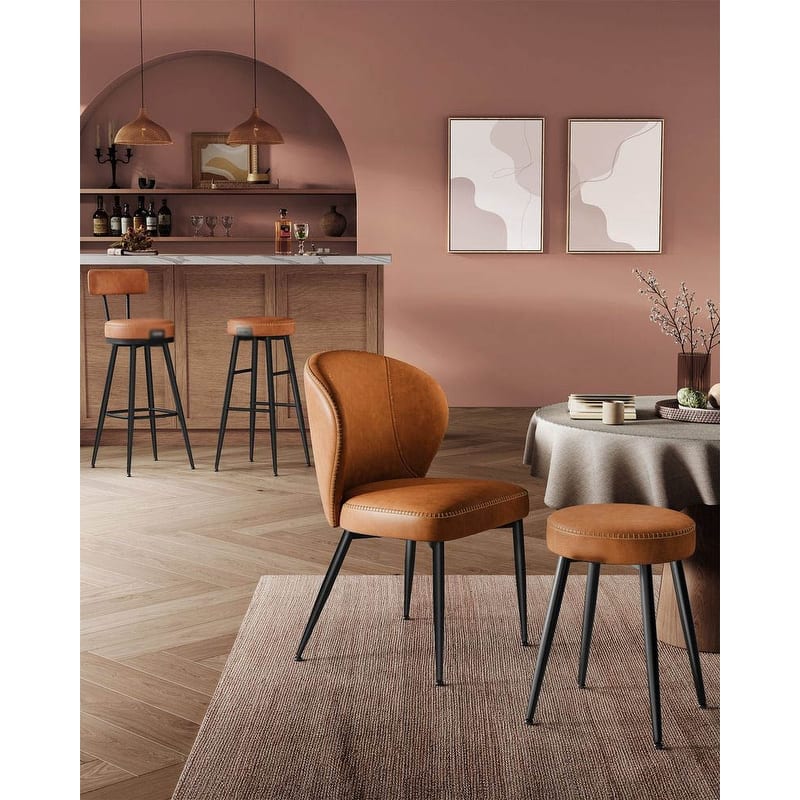 360 Swivel Bar Stools with Backrest and Steel Legs Footrest Perfect for Dining Room Set of 2
