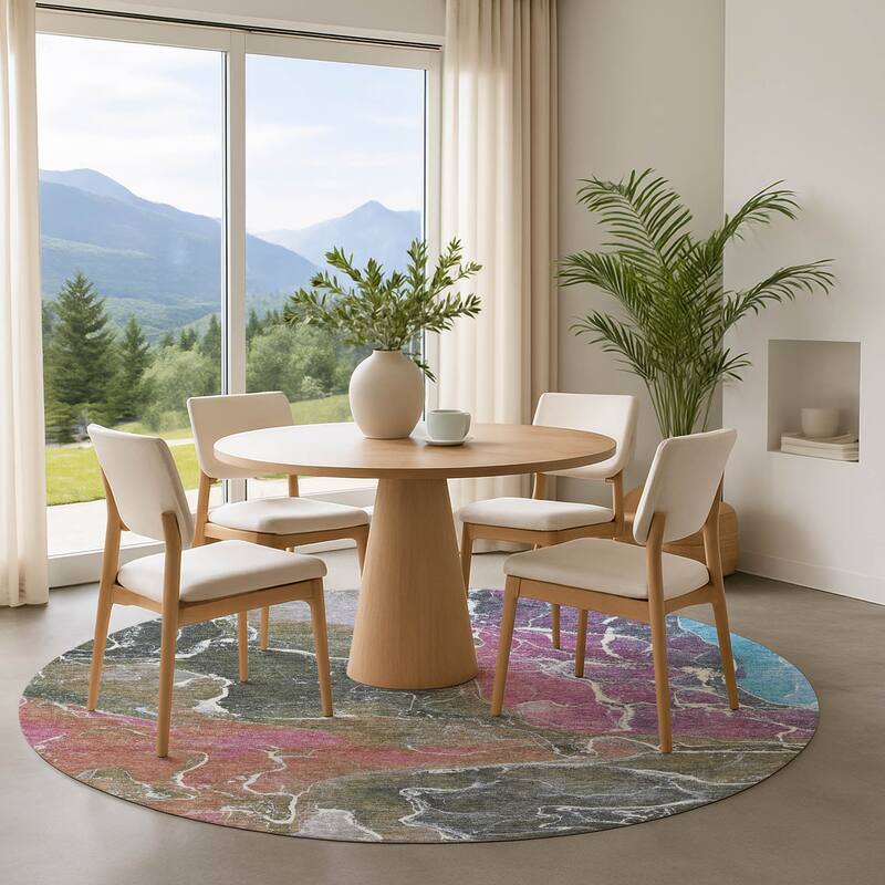 Premium Washable Super Soft Abstract Mayfield Rug - Brown - 8' x 8'