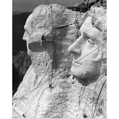 "1930's Mount Rushmore Under Construction Men Working On George Washington" Poster Print