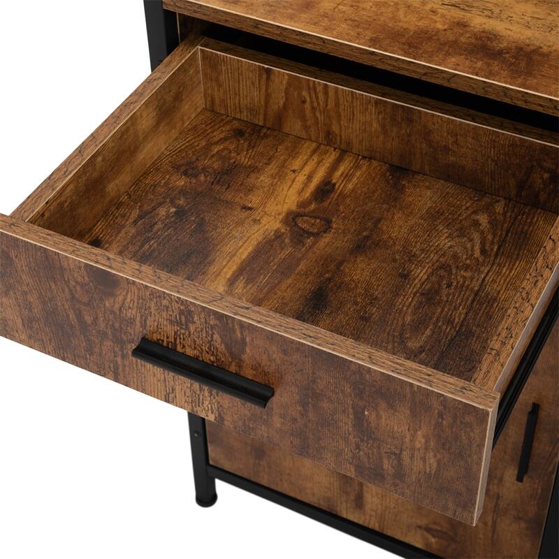 Wood Salon Station with Drawer, Cabinet and Shelves