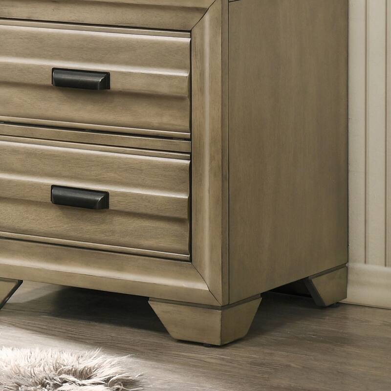 Roundhill Furniture Loiret Light Gray Finish 3-Piece Wood Bedroom Set, Storage Platform Bed and Two Nightstands