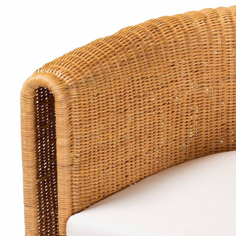 Amaya 5-Piece Round Rattan Dining Set - Handwoven Wicker Pedestal Table and 4 Barrel Chairs, Boho Coastal Style