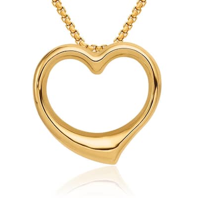 Curata 10k Yellow, White or Rose Gold 18" 3-dimensional Floating Open Heart Pendant Necklace - Small (12mm) or Large (18mm)